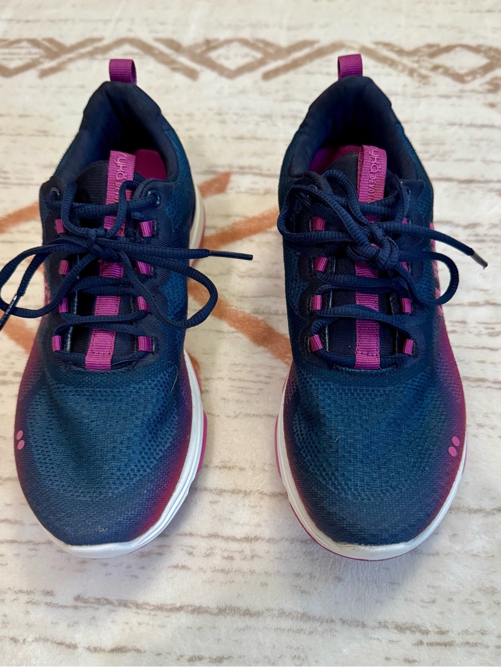 Ryka Devotion Plus 4 Navy and Fuchsia Walking Sneakers 6.5